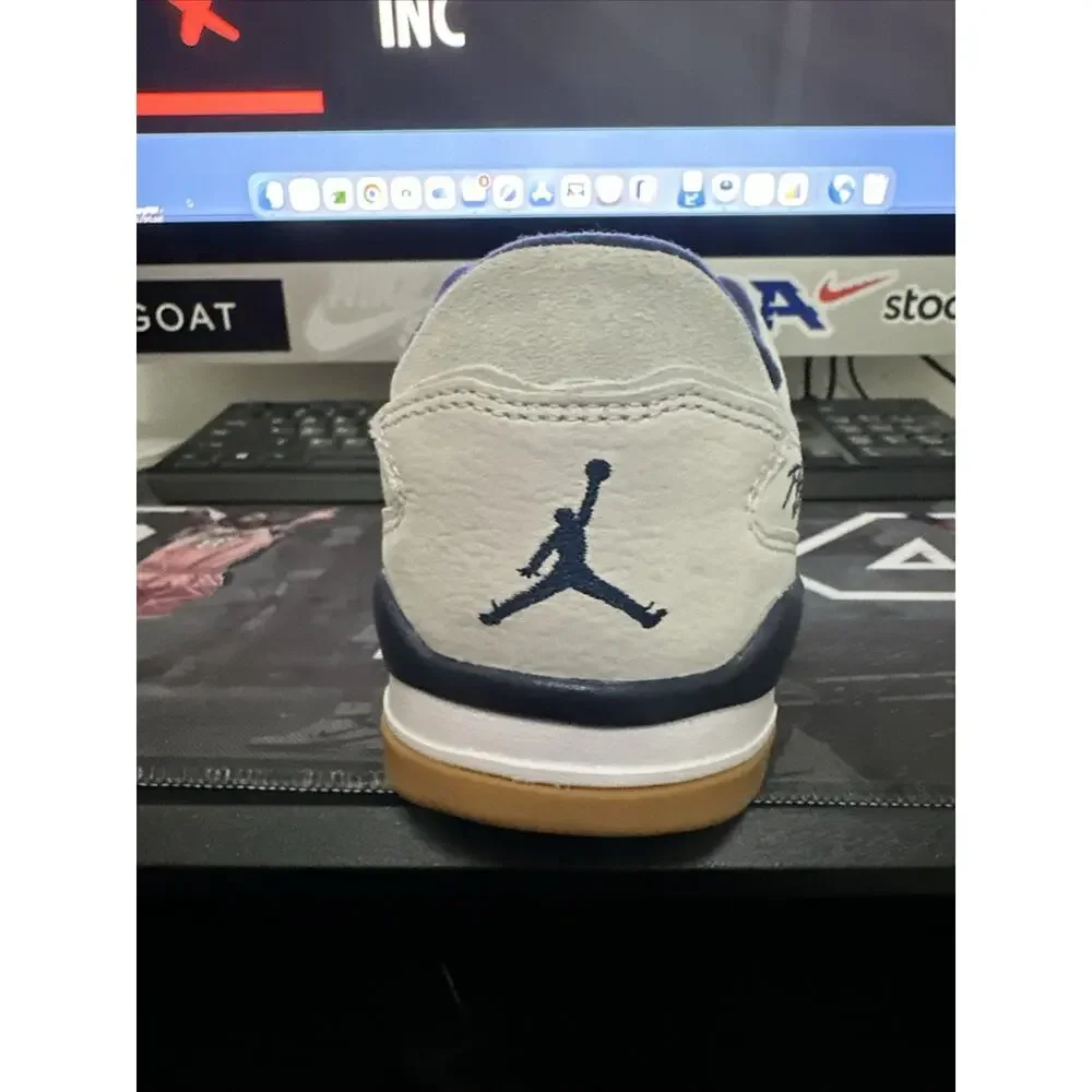 New Men's Size 8 Jordan Flight Court Grey Midnight Navy HF3255-004